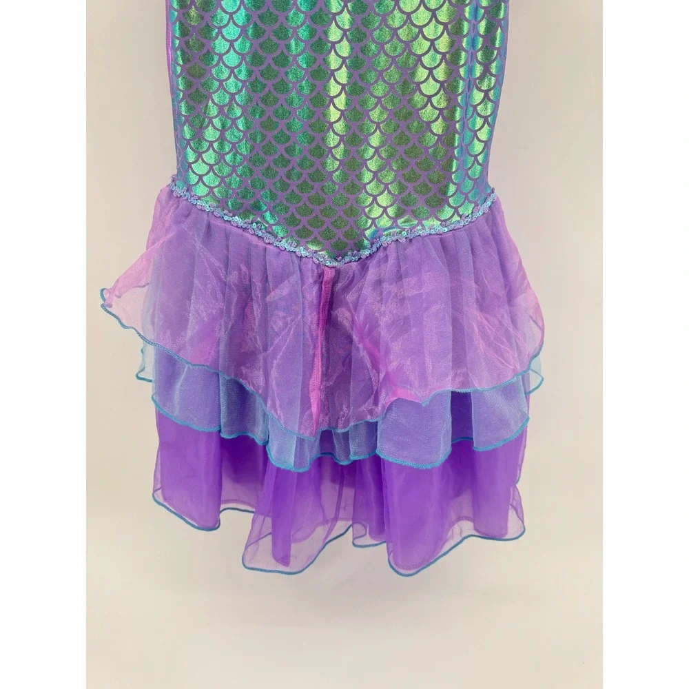 Teetot Mermaid Costume Dress Purple Teal Metallic Size 7-8 Dress Up Pretend Play